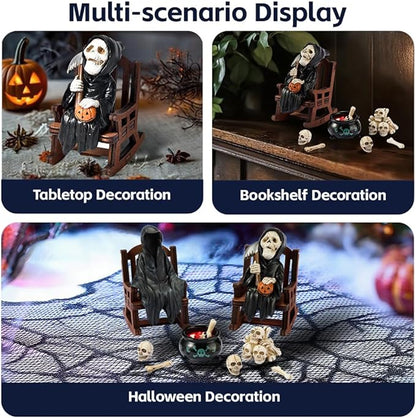 Halloween Fun Miniature Grim Reaper Figurine,Gothic Horror Resin Grim Reaper Decor,for Bookshelf Decor,Desk Trinkets,Collectible,Party Gifts