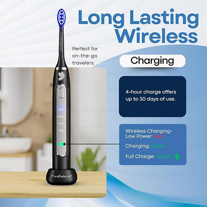 LED Whitening Electric Toothbrush – Waterproof, Sonic Brush with 6 LED Lights for Whitening, Soft Bristles, Rechargeable, Travel Case Included – Ideal Electric Toothbrush for Adults