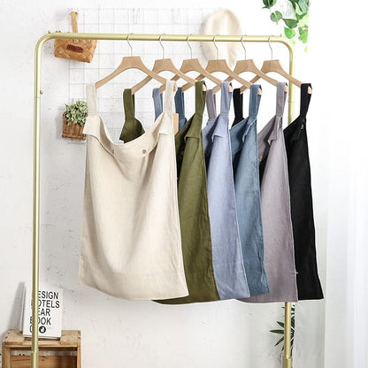 Linen Hanging Laundry Bag, 100% Linen Over The Door Laundry Hamper with Buttons and Zipper, Space Saving Door Hampers for Laundry Dirty Clothes Home Travel, Navy Blue