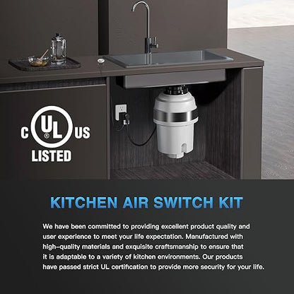 Garbage Disposal Air Switch Kit, UL Certified Professional Garbage Disposal Switch Button Power Module, Sink Top Waste Disposer On/Off Switch