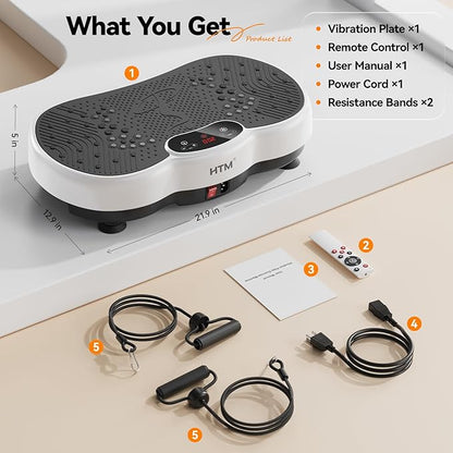 Vibration Plate Exercise Machine - 300 lbs Weight Capacity, 120 Speed Levels, 9 Workout Modes for Home Fitness, Muscle Toning & Weight Loss