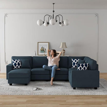 L Lengend Vansen Modular Sectional Sofa U Shaped Couch with Ottoman Modern Reversible Corner Sectional Couch for Living Room (Charcoal, U Shaped Sofa-2)