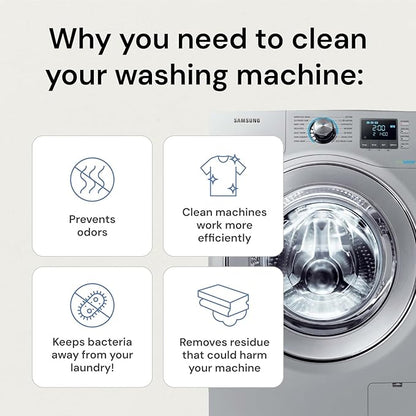 Grab Green Washing Machine Cleaner, 2 Count, Fragrance Free, Mineral Based Removes Deposits and Odors, Naturally Cleans