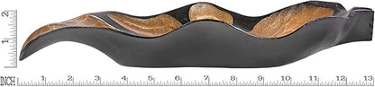 AeraVida Nature Inspired Handcarved Curvy Leaf Shaped 2-Tone Stained Wooden Serving Bowl or Dish for Tropical Chic Home Décor & Kitchen Accessories