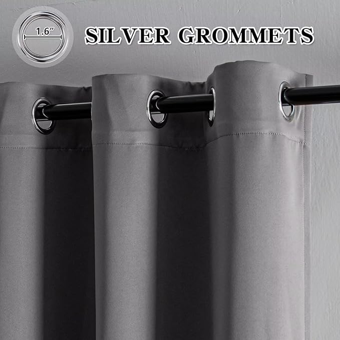 Blackout Curtains Custom Size for Bedroom 1 Panel, Thermal Insulated Blackout Curtains, Solid Grommet Privacy Room Darkening Drapes for Living Room Window (Customsize, Light Grey)