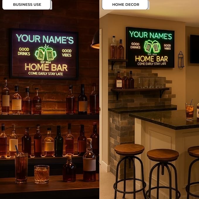 Personalized BBQ Neon Sign Custom Bar and Grill Sign Patio LED Lights Backyard Bar Signs for Men Outdoor Lighted Patio Acrylic Table Grilling Kitchen Home Garden Wall Decor
