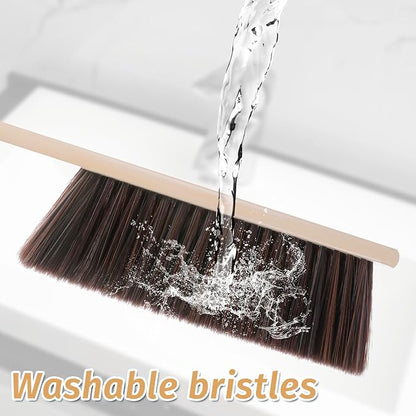 8 Pieces Woooden Dust Brush Hand Broom Bulk Bench Brush with Long Wood Handle Soft Bristle Whisk Broom for Counter Bed Sofa Bench Car Fireplace Clothes Household Cleaning