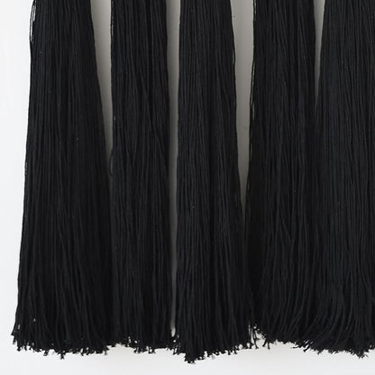 Macrame Wall Hanging Black Sphericity Cotton Tassels Textile Hanging Geometric Yarn Wall Art for Bedroom Living Room Decor 15.7" W x 39" L