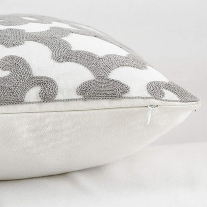 HWY 50 Grey Gray Decorative Throw Pillow Covers 18x18 Inch, Pack of 2 Embroidered Cotton Farmhouse Cushion Cover Pillow Case for Sofa Couch Living Room Bed Bedroon, Geometric Design