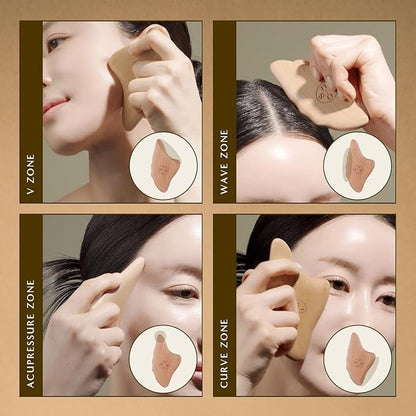 Face Sculptor - Beech Wood Massage Tool, Portable & Lightweight Scraping Tools, Wood Gua Sha, Relieve Tensed Muscle, Lymphatic Massage to Help Face & Body Circulation