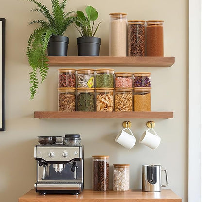 ComSaf 0.5 Qt Glass Food Storage Jars Set of 6, Clear Glass Storage Containers with Lids, Pantry Organization Jar, Spice, Blooming Tea, Coffee, Cookie and Sugar Container, Small jar Set for Kitchen