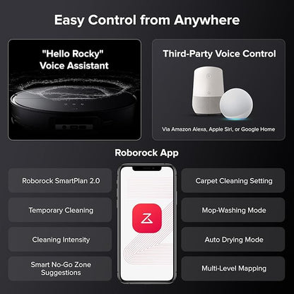roborock Saros 10 Robot Vacuum and Mop, 22,000Pa Suction, AI Obstacle Avoidance, 3.14-inch Ultra Thin, Intelligent Dirt Detection, Zero Tangling Main Brush, Hot Water Mop & Dock Self Cleaning