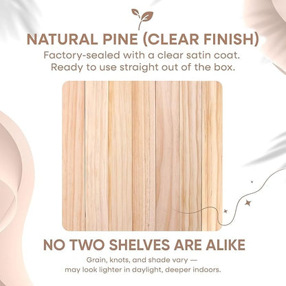 Homeforia 24 inch Natural Floating Shelf, High End Solid Real Wood 24inch Small Floating Shelves for Wall Mounted, Natural Wooden Floating Shelves, Heavy Duty Bracket, 24 X 6.5 X 1.75 in, Set of 3
