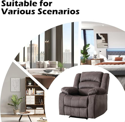 EBELLO Classic Power Recliner Chair, Oversized Electric Reclining Chair with Overstuffed Cushion and Back, Soft Fabric Adults Single Recliner Sofa for Living Room, Set of 2 Brown