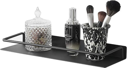JOOM Metal Wall Floating Shelf - Metal Wall Shelf, Black Floating Shelf, Small Bathroom Shelf, (Black, 16Inch)