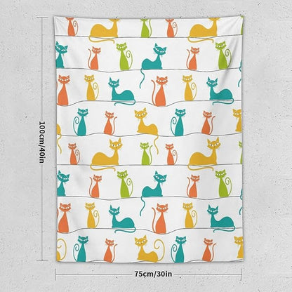 ICMOLYYENLO Boho Medieval Cat Tapestry, Abstract Atomic Starburst Geometric Aesthetic Art Wall Hanging For Bedroom Living Room Dormitory 40x60 Inches