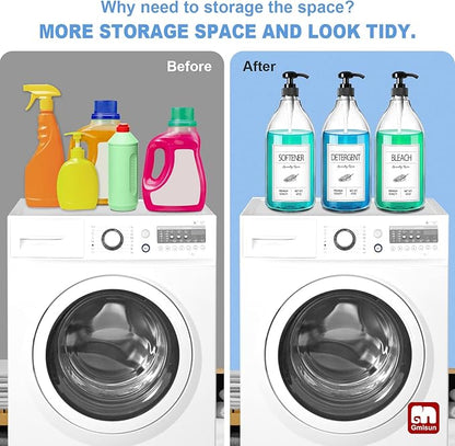 GMISUN Laundry Detergent Soap Dispenser, Liquid Laundry Detergent Dispenser, Container for Farmhouse Laundry Room Decor, Organizer for Liquid DetergentSoftenerBleach Storage Bottle(67 Oz Set of 3)