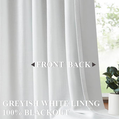 Vision Home White Pinch Pleated Full Blackout Curtains Thermal Insulated Window Curtains 63 inch for Living Room Bedroom Room Darkening Pinch Pleat Drapes with Hooks Back Tab 2 Panel 40" Wx63 L