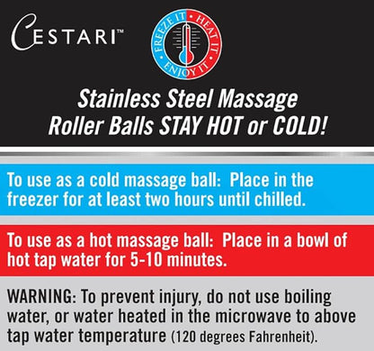 Massage Ball Hot Cold Roller Ball - Relieve Muscle Pain Fast - Stainless Steel Gel Balls for Heat or Ice Therapy-Feet Pain-Plantar Fasciitis-Back Ache-Myofascial Release–Deep Tissue Trigger Points