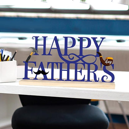COCHIE Metal Happy Father's Day Sign, Fathers Day Decorations for Home, Shelf, Mantel, Indoor, Table Top Party Decoration, Fathers Day Gift for Dad from Daughter Son (Father's Day)