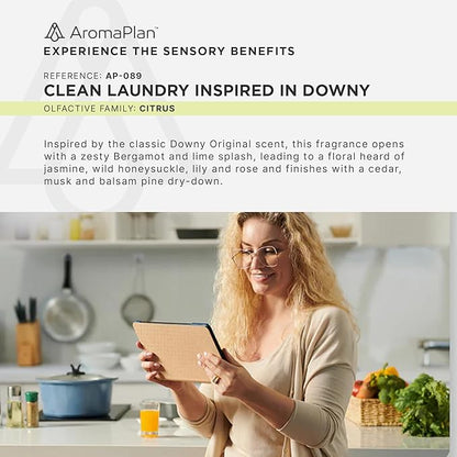 Aromaplan Scents, Clean Smelling Essential Oils, Clean Laundry Inspired by D. (5 Fl Oz /148ml)-Fresh Scent Essential Oil for Diffuser, USA Fragrance, Bigger Bottle, Bolder Aroma & Longer Lasting