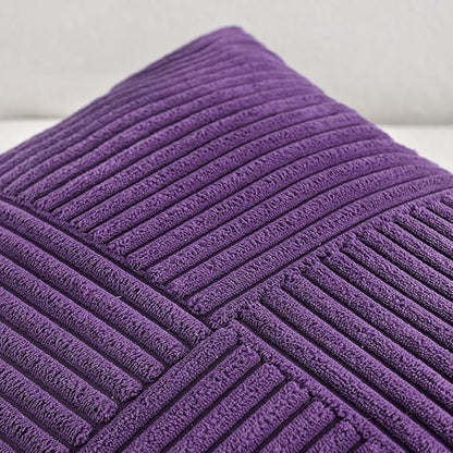 Fancy Homi 2 Packs Purple Decorative Throw Pillow Covers 18x18 Inch for Living Room Couch Bed, Boho Farmhouse Home Decor, Soft Corss Corduroy Patchwork Textured Square Cushion Case 45x45 cm
