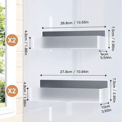 Magnetic Spice Rack for Refrigerator, Kitchen Organizer and Storage Shelf, Clear(4 Pack)
