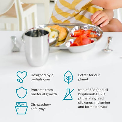 Ahimsa Stainless Steel Kids Utensils - Kids Fork and Spoon Set, Pediatrician Designed Toddler Silverware Set, 100% BPA Free & Dishwasher Safe (Classic)