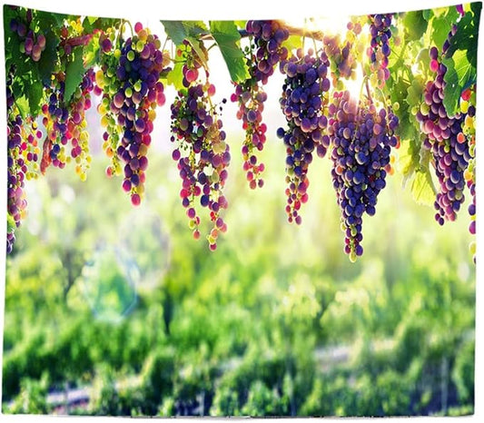 BULOR Vineyard Tapestry Grapes Clusters Wine Rustic Vintage Tapestry Wall Hangings Tapestry for Kids Bedroom Living Room Dorm Man Cave Background(60x40 Inch)