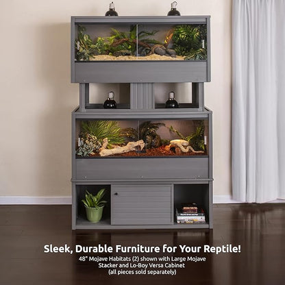 New Age Pet ECOFLEX 48-Inch Mojave Reptile Lounge in Grey- Durable Wood Plastic Composite Habitat with Vented Side Panels, Removable Sliding Glass Doors & Lock, Easy Assembly