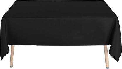 sancua Rectangle Tablecloth - 60 x 84 Inch - Stain and Wrinkle Resistant Washable Polyester Table Cloth, Decorative Fabric Table Cover for Dining Tables, Buffet Parties and Camping, Black