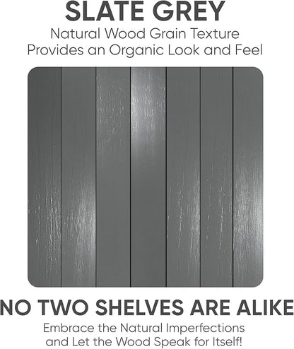Homeforia Gray Floating Shelves for Wall, Premium Solid Wood Grey Shelf, Grey Bathroom Shelves, Heavy Duty Bracket, 30 x 6.5 x 1.75 inch, Set of 2