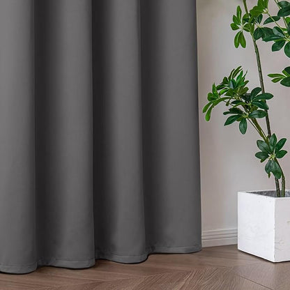 Blackout Curtains 108 Inches Long for Bedroom, Thermal Insulated Blackout Curtains 2 Panels Set, Solid Grommet Privacy Room Darkening Drapes for Living Room Windows(W52 x L108, Light Grey)