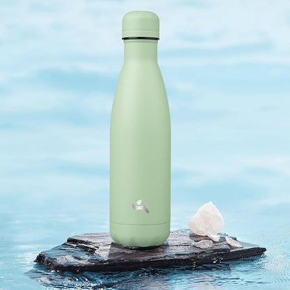 Insulated Water Bottles,17 oz Double Wall Stainless Steel Vacumm Metal Flask for Sports Travel,Macaron Green