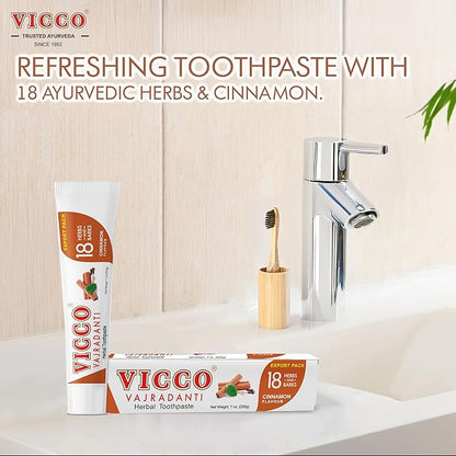 Vicco Vajradanti Ayurvedic Herbal Toothpaste by Vicco – 70 Year Legacy of Ayurveda, Cinnamon Flavour, with 18 Ayurvedic Herbs & Barks, 100% Natural, Vegan, Fluoride-Free & Cruelty-Free – 7 oz (1 Pack)