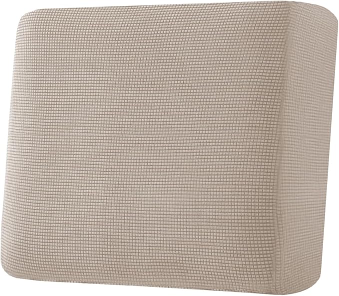 H.VERSAILTEX Super Stretch Individual Seat Cushion Covers Sofa Covers Couch Cushion Covers Slipcover Sets Thick Jacquard Textured Twill Fabric (1 Piece Chair Cushion Cover, Sand)