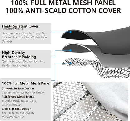 Metal Tabletop Ironing Board with Iron Rest, Portable Ironing Board Small with Heat Resistant Cotton Cover, Mini Iron Board for Small Space and Travel, 32 x 12 Inch (Black)