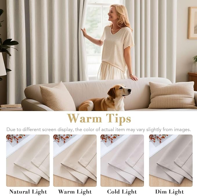 H.VERSAILTEX Room Darkening Curtains for Living Room Light Reducing Thermal Insulated Window Treatment Panels/Drapes Grommet Top 2 Panels (Ivory - 42 x 72 Inches)