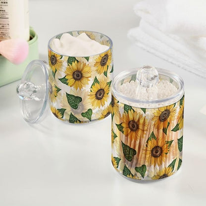 Sunflower 2PC Airtight Transparent Plastic Storage Jar, Food Storage Container Glass, Can Store Candy, Salt, Coffee Beans, With lid, Easy To Use