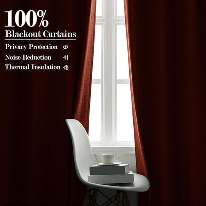 Orange Pinch Pleat 100% Blackout Drapes Linen Blend, Room Divider, Room Darkening, Energy Saving, Furniture Protecting, Light Blocking Extra Wide Privacy Curtains, 240Wx84L, 1 PC