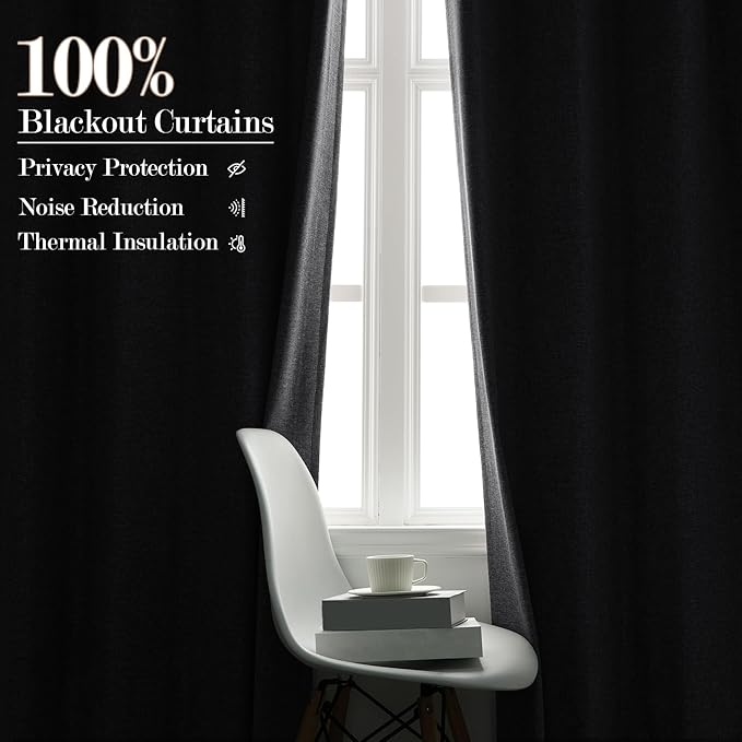 Room Divider Curtains Screen Partitions, Linen Look 100% Blackout Drapery 84 Inches Long, 120" Wide Pinch Pleated Window Drapes, Privacy Protecting, Light Blocking, (1 PC, Silver Grey)
