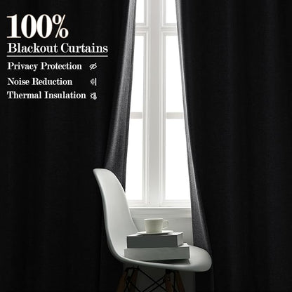 Room Divider Curtains Screen Partitions, Linen Look 100% Blackout Drapery 102 Inches Long, 100" Wide Pinch Pleated Window Drapes, Privacy Protecting, Light Blocking, (1 PC, Silver Grey)