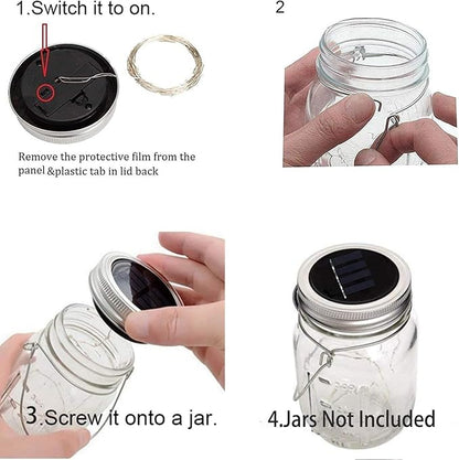 ZNYCYE Mason Jar Solar Lights for Outside, 12 Pack 30LED Fairy Lights Mason Jar Solar Lids Outdoor Waterproof String Lights with Hangers(NO Jars) for Patio Garden Yard Lawn Decoration - Cool White
