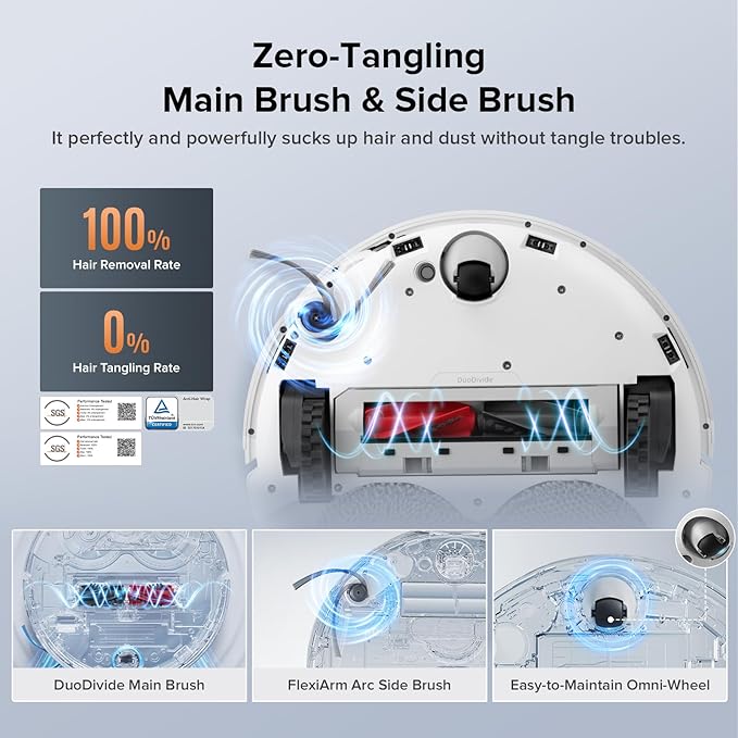 Roborock Qrevo Edge S5A Robot Vacuum and Mop, 17,000Pa, Zero-Tangling, DuoDivide Main Brush, FlexiArm Side Brush, Hot Water Mop Washing & Self-Cleaning, Warm Air Drying, Self-Emptying, White