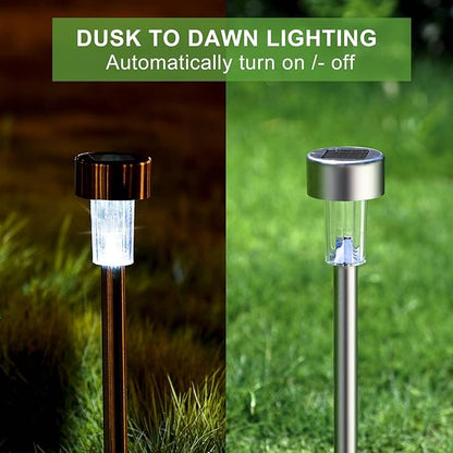 Solar Lights Outdoor Waterproof, Stainless Steel LED Landscape Lighting, Solar Garden Lights Solar Powered, Outdoor Solar Lights for Yard, Pathway, Walkway, Patio , Lawn - 16 Pack ( Cold White )