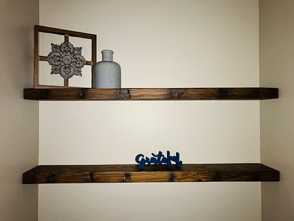 joelsantiques 48 Inch Wooden Floating Shelves for Wall - 48x9x2 in - Made of Natural Wood - Long Heavy Duty Rustic Wall Shelves for Bedroom - Perfect for Living Room, Kitchen - Medium Brown