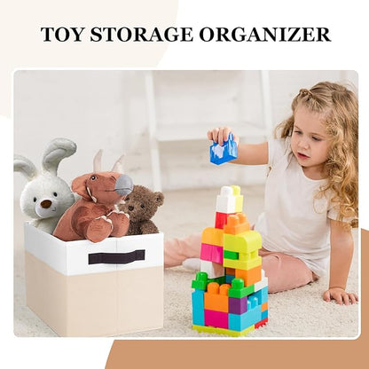 6 Pack Large Toy Box Chest, Collapsible Sturdy Toy Storage Organizer Bins Baskets for Kids, Boys, Girls, Nursery, Playroom, Shelf Baskets for Lego Puzzle Balls, Game Organizer (14L*10W*9.5H)