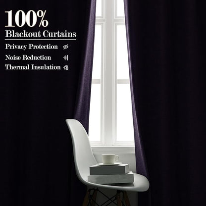 Room Divider Curtains Screen Partitions, Linen Look 100% Blackout Drapery 84 Inches Long, 120" Wide Pinch Pleated Window Drapes, Privacy Protecting, Light Blocking, (1 PC, Violet)