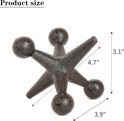 Sungmor Cast Iron Decorative Jack Statue, Home Office Accent Figurine, Antique Brown Jack Sculpture for Bookcase or Table Decoration, Creative Bookends, Paperweight, Door Stop