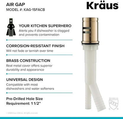 KRAUS Dishwasher Air Gap in Spot Free Antique Champagne Bronze, KAG-1SFACB